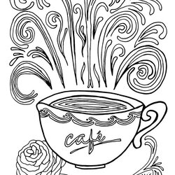 Swell Coffee Cup Coloring Pages At Free Printable Complex Colouring Girls Adults Theme Color Kids Sheets