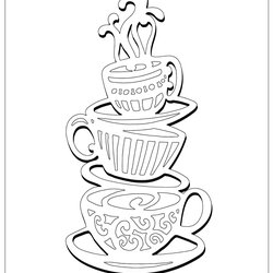 My Cup Overflows Tea And Coffee Coloring Pages Cups Stack Color Printable