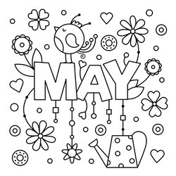 Superb May Coloring Pages Best For Kids Spring Printable Month Color Print Sheets Flowers Adult Colouring
