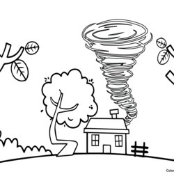 Fine Free Tornado Coloring Page For Kids And Adults