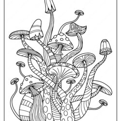 Wonderful Amazing Mushrooms Coloring Pages