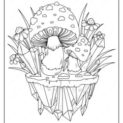 Mushroom Coloring Pages Printable Mushrooms Adult Page