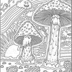 Wizard Mushrooms Coloring Pages Home Mandala Psychedelic