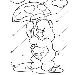 Supreme Free Printable Rainy Day Coloring Pages Care Bear Sheets Bears Kids Rain Color Print Drawing Windy