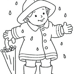 Spiffing Free Printable Rainy Day Coloring Pages Season Raining Color Her Raincoat Cute Size Enjoying Lilly