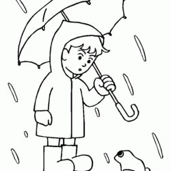 Free Printable Rainy Day Coloring Pages Rain Kids Drawing Days Boy Jacket Spring Colouring Umbrella Raining