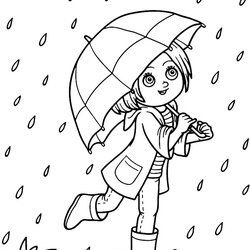 Fine Rainy Day Coloring Page Rain Print Umbrella Autumn To