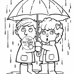 Rainy Day Coloring Pages At Free Printable Season Drawing Kids Spring Seasons Weather Sketch Monsoon Rain