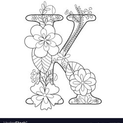 Swell Letter Coloring Book For Adults Royalty Free Vector Image Pages Colouring Alphabet Color Letters Floral
