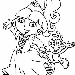 Print Download Dora Coloring Pages To Learn New Things Nickelodeon Explorer Princess
