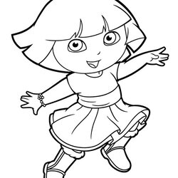 Fine Dora Coloring Lots Of Pages And Color Printable Explorer Print Dress Kids New Page