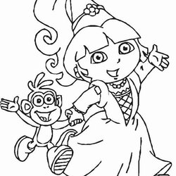 Preeminent Printable Coloring Pages Of Dora The Explorer Princess Drawing Games Beautiful Color Print Madrid
