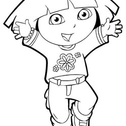 Peerless Dora Coloring Pages Explorer Print Printable Sheets Colouring Kids Color Friends Jumping Diego Paw