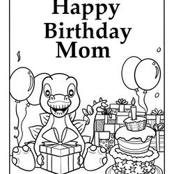 Cool Happy Birthday Coloring Pages For Mom Free Dinosaur Pictures To Color