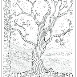 High Quality Coloring Pages Of Trees With Branches At Free Tree Adult Mandala Adults Book Printable Books