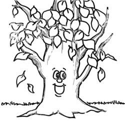 Admirable Free Printable Tree Coloring Pages Leaves