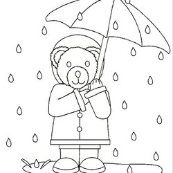Superior Wonderful Picture Of Rainy Day Coloring Pages Rain Printable Preschool Kids Bear Raindrops