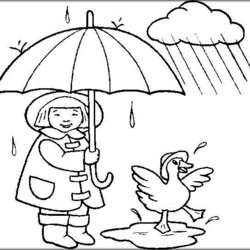 Worthy Weather Coloring Pages Kids In Rain Windy