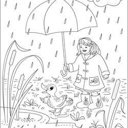 Sublime Free Coloring Pages Rainy Day Rain Kids Season Drawing Printable Nicole Days Girl June Sheets Seasons