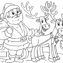 Christmas Reindeer Coloring Pages Santa And