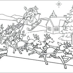 Santa And His Reindeer Coloring Pages At Free Printable Color Print