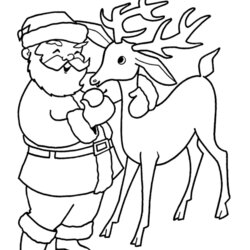 Tremendous Santa And Reindeer Coloring Pages Printable Home Christmas Popular