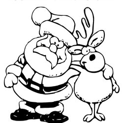 Brilliant Printable Santa And Reindeer Christmas Coloring Page Pages Color Sheets Version Click Kids Gifts