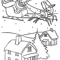 Santa And Reindeer Coloring Pages Printable At Free Christmas Claus Kids Color His Drawing Sleigh Rudolph