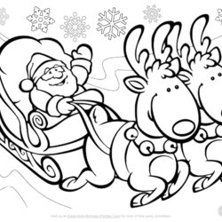 Cool Reindeer Santa Claus Christmas Colouring Pages