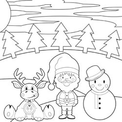 Capital Free Santa And Reindeer Coloring Pages Printable Download Snowman