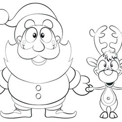 Wonderful Free Coloring Pages Santa And Reindeer Colorist
