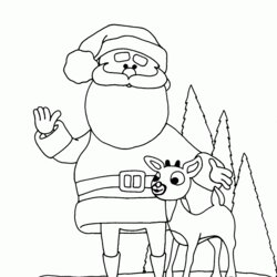 Admirable Reindeer Coloring Page Home Santa Pages Popular