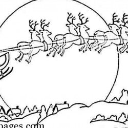 Santa And His Reindeer Coloring Pages At Free Claus Christmas Sleigh Printable Flying Drawing Rudolph Color