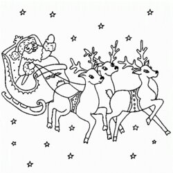 Exceptional Santa And Reindeer Coloring Pages Printable Home Flying Print Popular