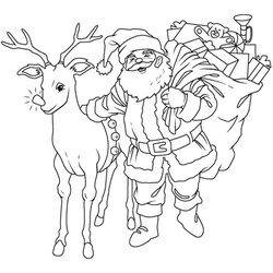 Sterling Santa And Reindeer Coloring Pages Home Popular Print
