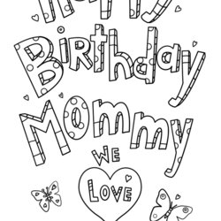 High Quality Happy Birthday Mom Coloring Pages Activity Shelter Mommy Doodle Printable Cards Colouring Print