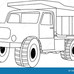 Fine Dump Truck Coloring Page Outline For Kids Stock Vector Illustration Black White Great Book Pages