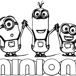 Tremendous Minion Kevin With Two Minions Coloring Page Free Pages Online Color