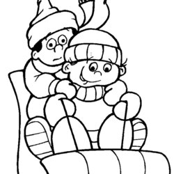 Champion Winter Coloring Pages For Kids Toboggan Free