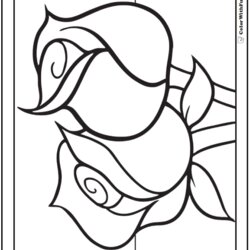 Rose Coloring Pages Customize Roses Printable Two Kids Adult Sheet Vintage