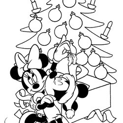 Peerless Mickey Mouse Christmas Coloring Pages Minnie Tree Print Color Printable Kids Window Cartoon