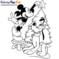 Outstanding Christmas Mickey Mouse Disney Coloring Pages Free Print Pluto