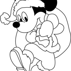 Matchless Christmas Mickey Mouse Coloring Page Free Cartoons Pages Color