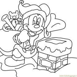 Sterling Mickey Mouse On Christmas Coloring Page Free Cartoons Pages Color