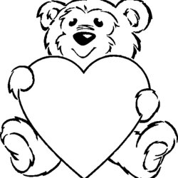 Very Good Teddy Bear Coloring Pages Disney Color Sheets Printable Bears Heart Valentine Valentines Kids Para