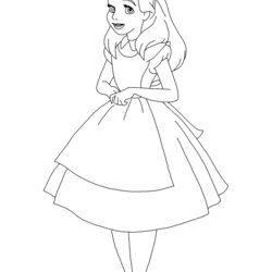 Very Good Free Printable Alice In Wonderland Coloring Pages Disney Color Book Standing