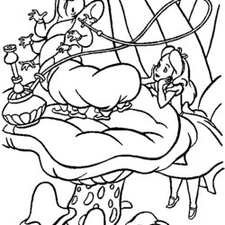 Alice In Wonderland Coloring Pages Print Disney Printable Drawing Cartoon Image