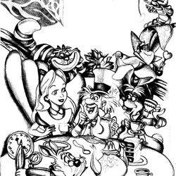 Admirable Adult Disney Drawing Alice In Wonderland Coloring Page Printable Pages Color Book