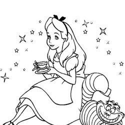 Super Alice In Wonderland Printable Coloring Pages Tea