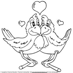 Day Coloring Page Birds Printable Valentines Pages Two Kids Color Para Valentine Worksheets